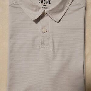 Rhone Light Gray Solid Two Button Short Sleeve Polo Shirt Mens Medium